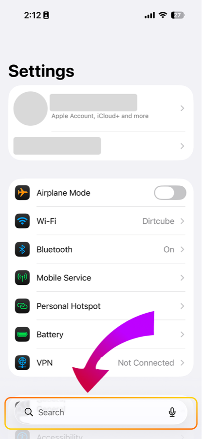 Step 2: TAP THE SEARCH BAR