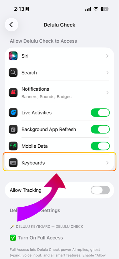 Step 4: TAP KEYBOARDS